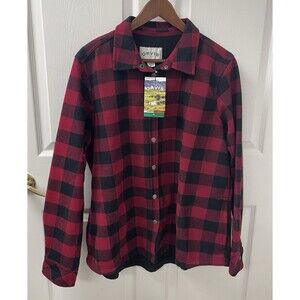 Orvis Buffalo Plaid Flannel Fleece Pinnacle Shirt Jacket Red Black Women's Sz XL